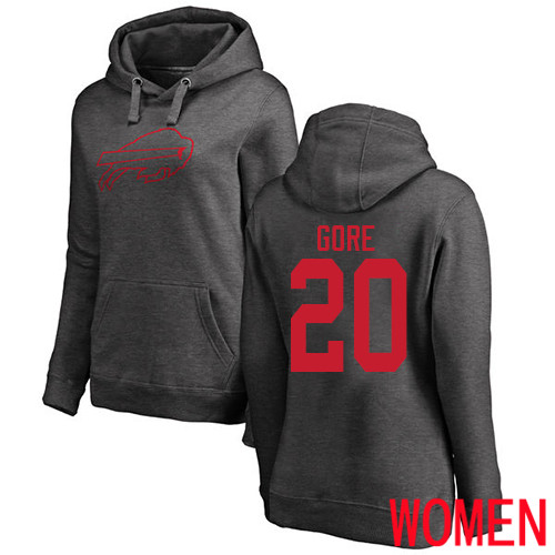 NFL Women Buffalo Bills #20 Frank Gore Ash One Color Pullover Hoodie Sweatshirt
